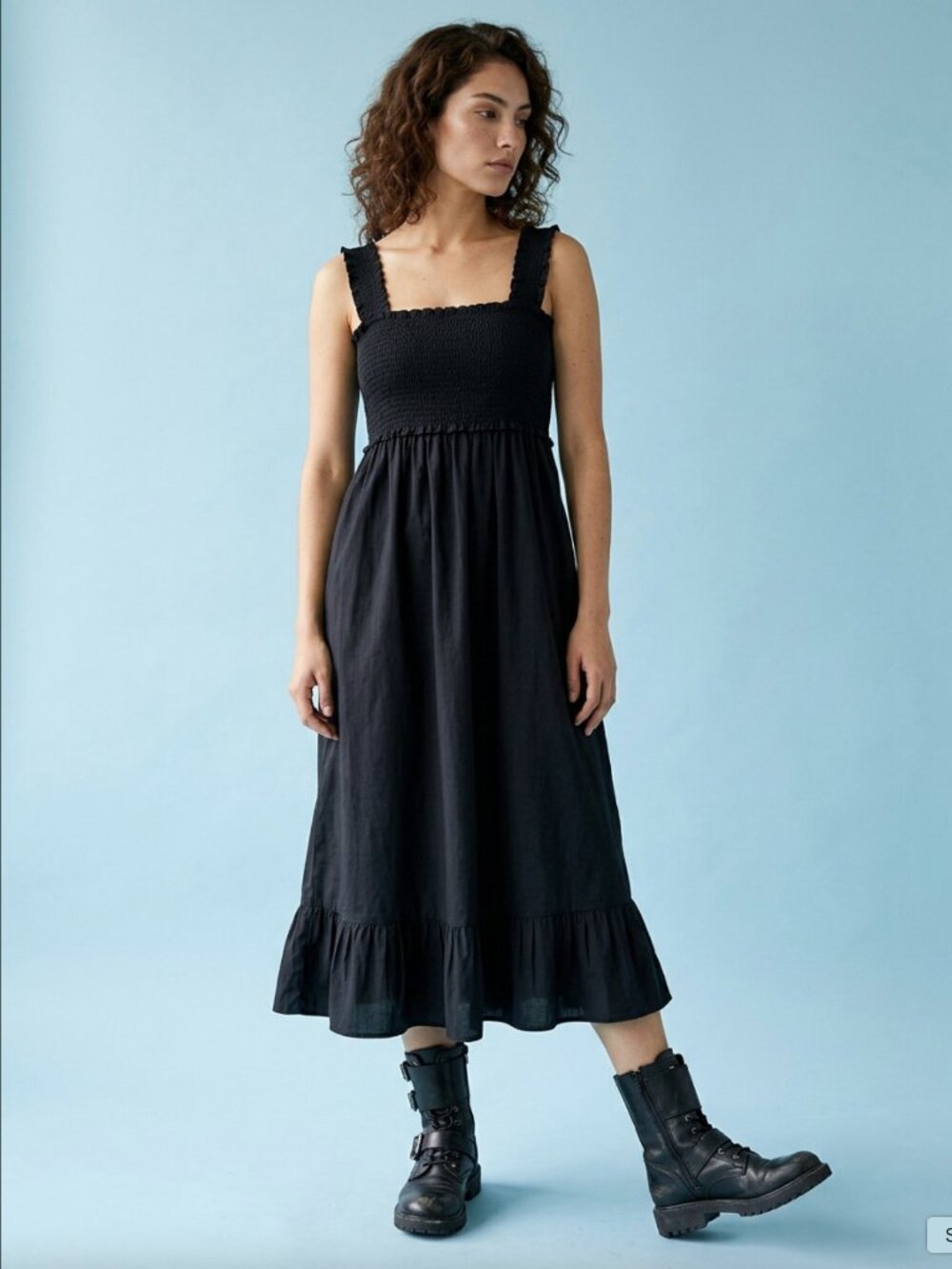 RAILS Black Organic Cotton Blend Smocked Dress Sz M